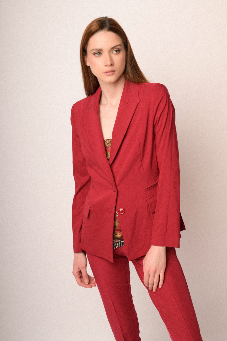 Blazer monopetto misto viscosa rosso