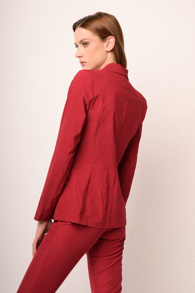 Blazer monopetto misto viscosa rosso