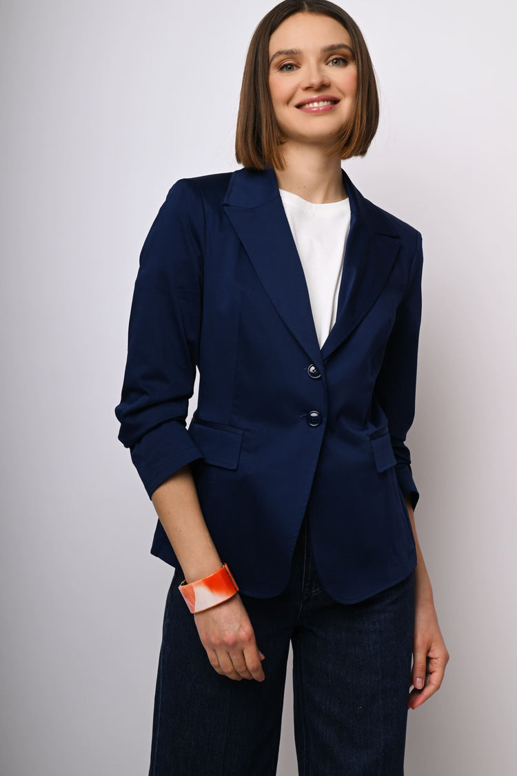 Blazer monopetto con maniche arricciate