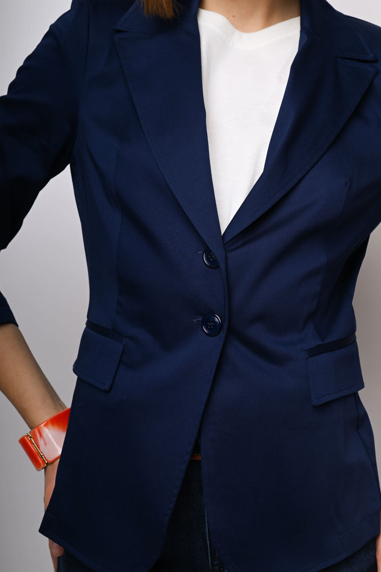 Blazer monopetto con maniche arricciate