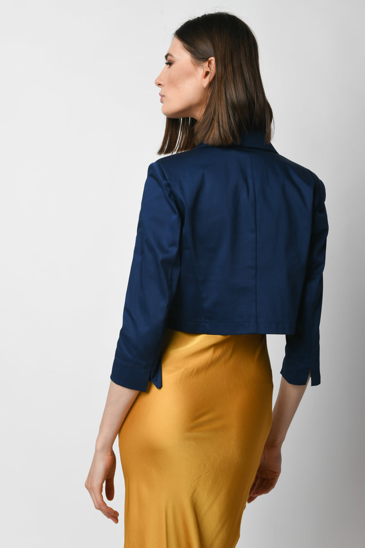 Blazer crop in cotone stretch