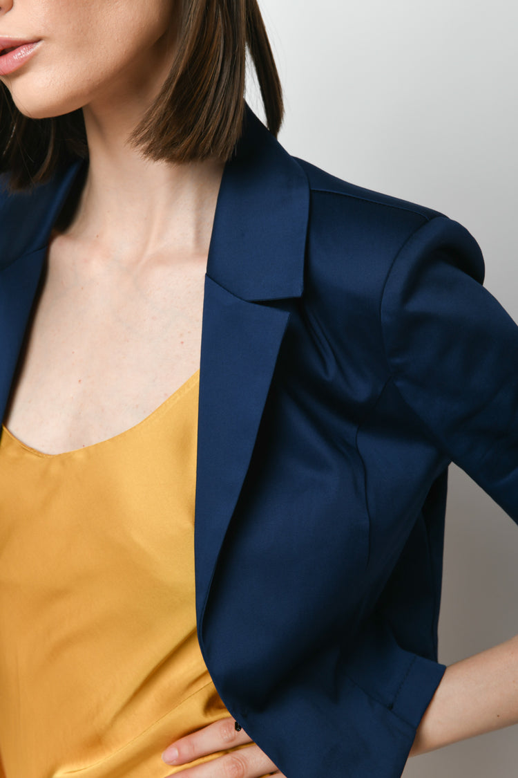 Blazer crop in cotone stretch