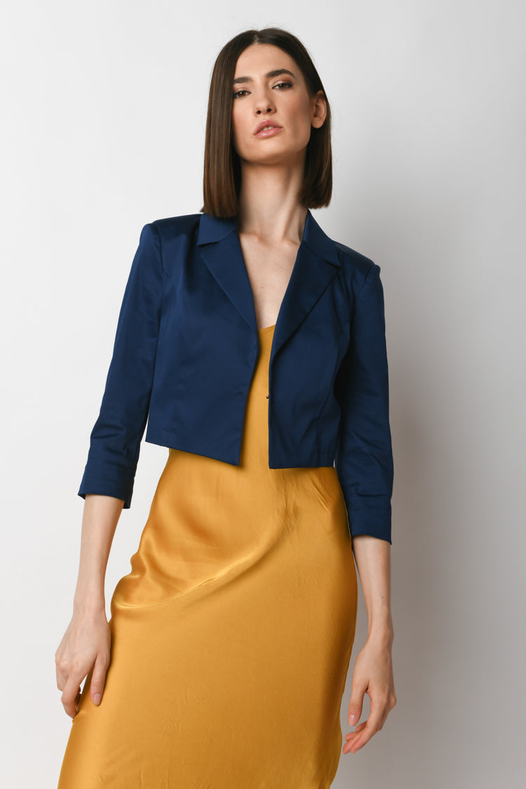 Blazer crop in cotone stretch