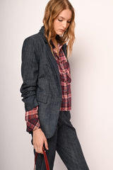 Blazer con maniche crop arricciate