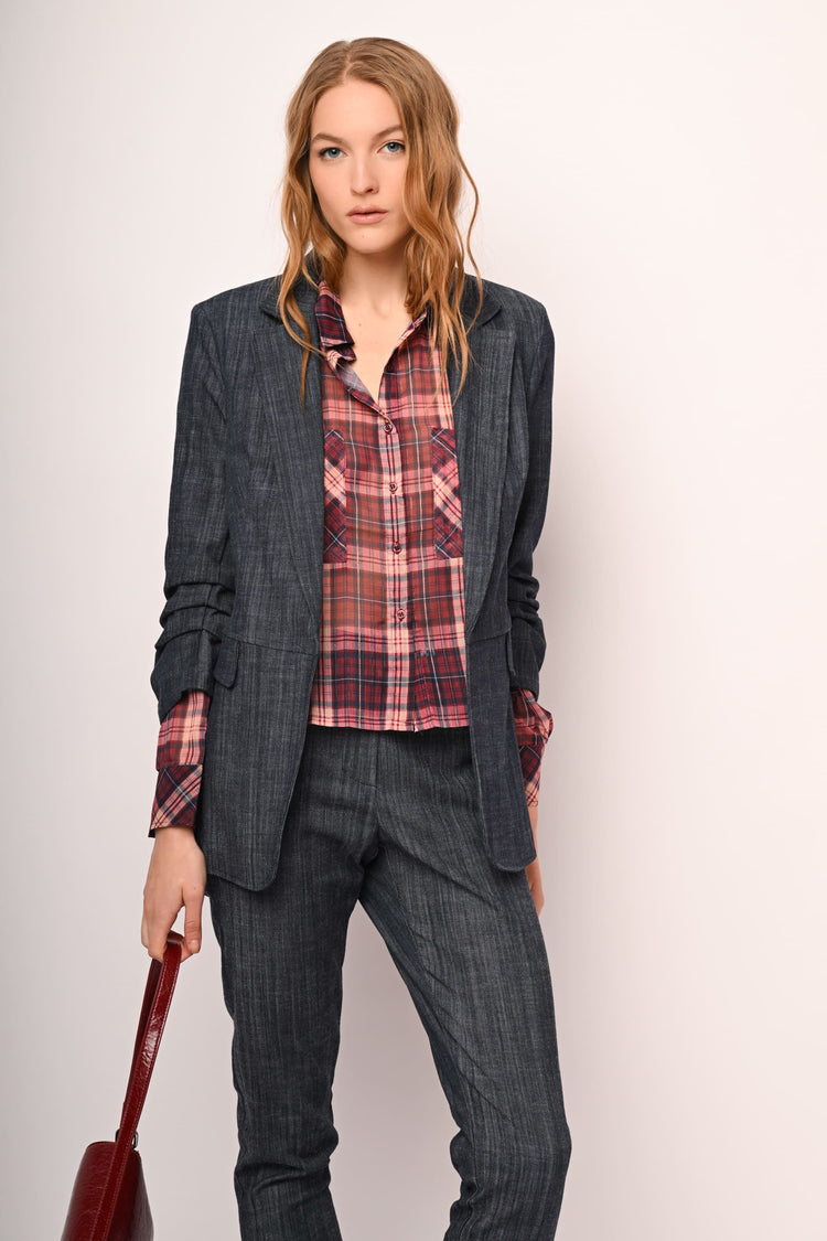 Blazer con maniche crop arricciate
