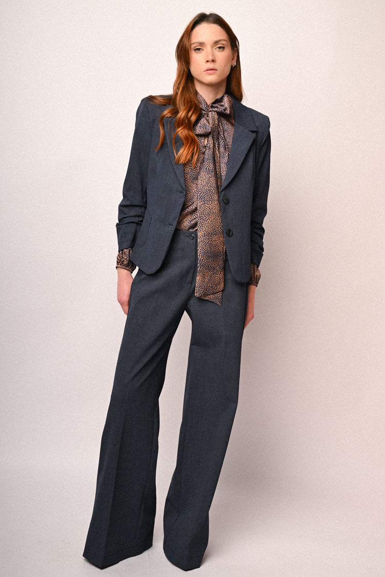 Blazer monopetto con maniche arricciate