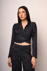 Giacca crop a portafoglio in jacquard