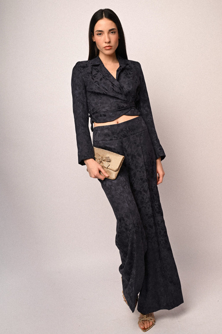 Giacca crop a portafoglio in jacquard