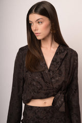 Giacca crop a portafoglio in jacquard