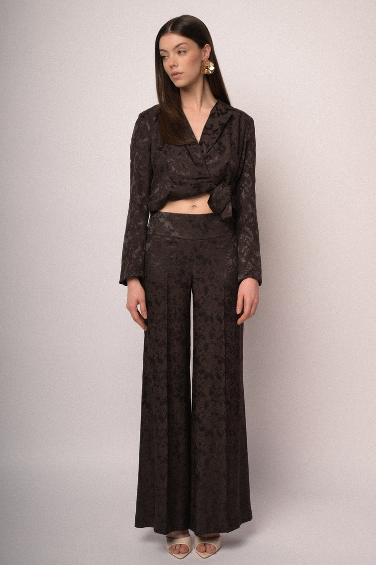 Giacca crop a portafoglio in jacquard