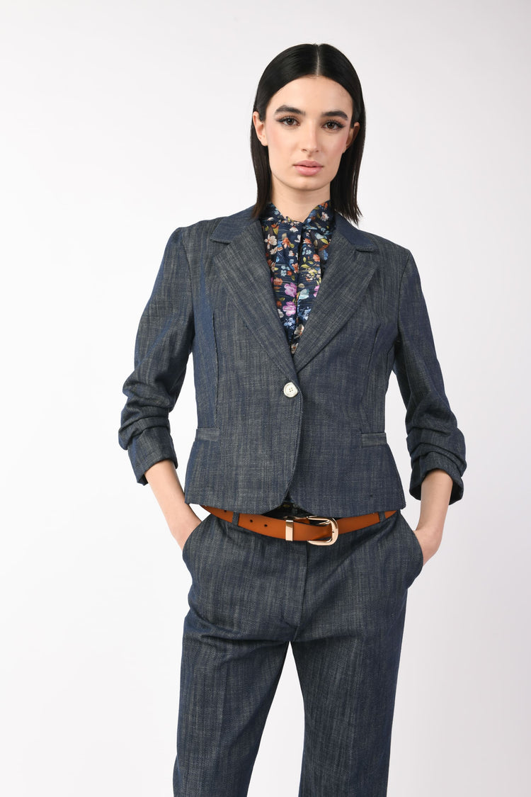 Blazer monopetto effetto denim