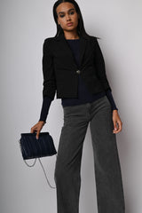 Blazer con gancetto e maniche arricciate