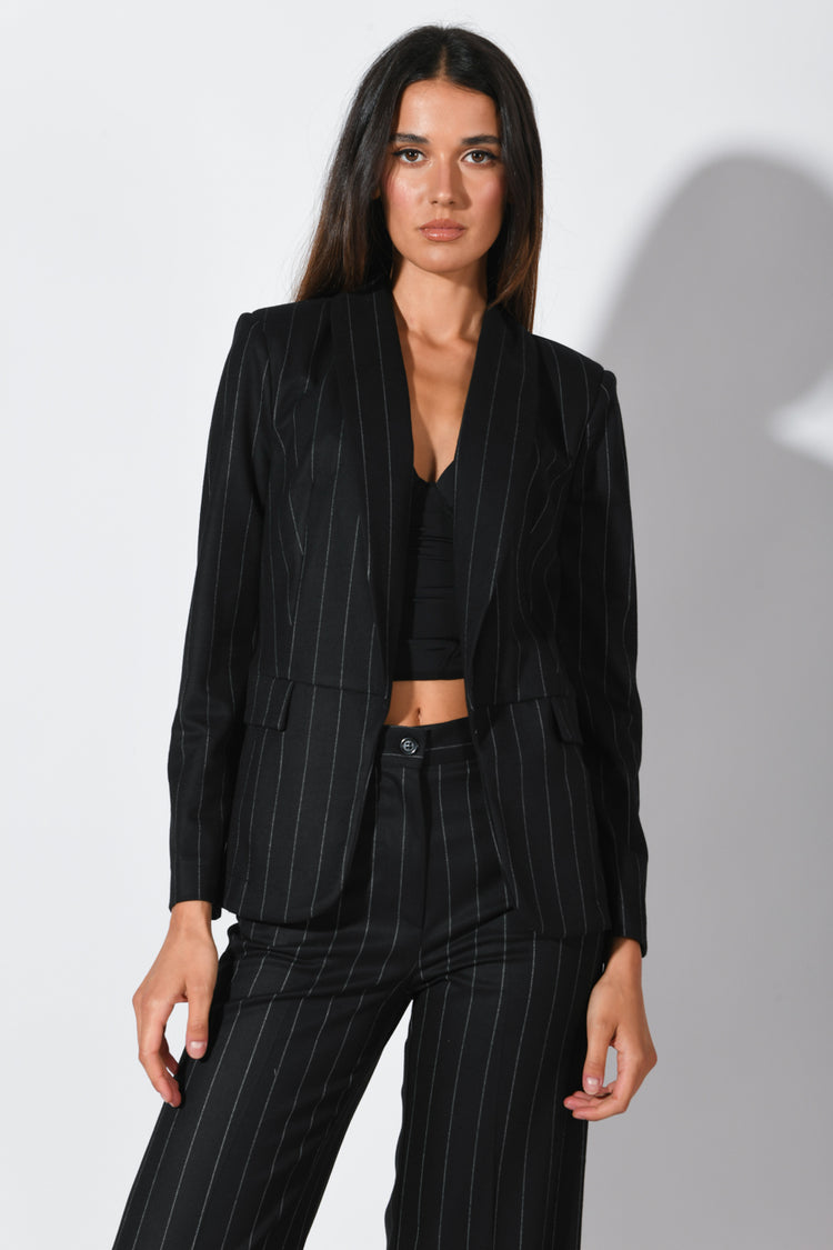 Blazer misto viscosa gessato