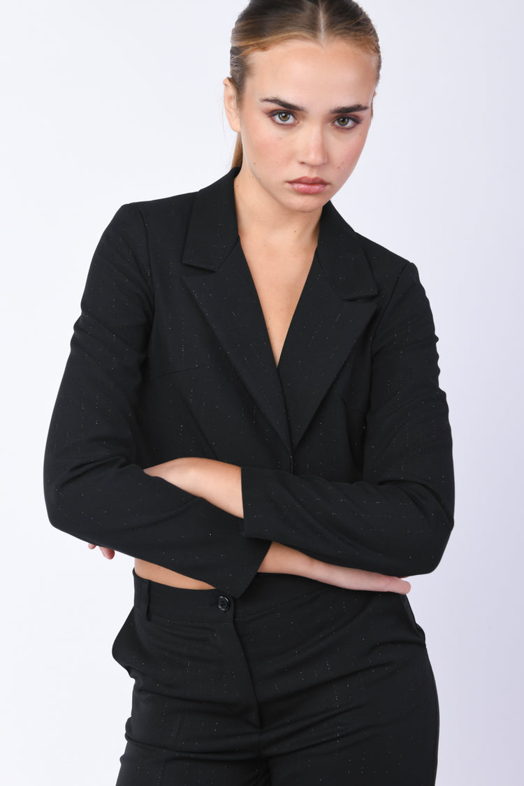 Blazer crop in gessato lurex