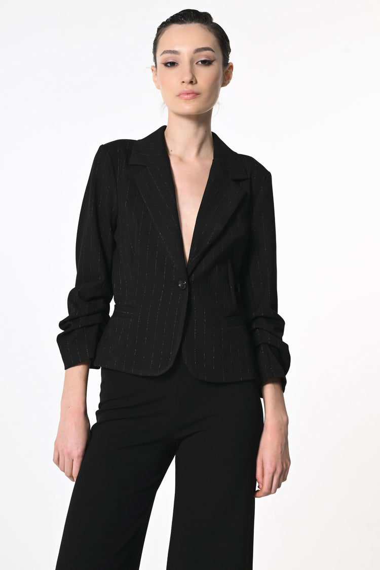 Blazer a stampa gessata lurex