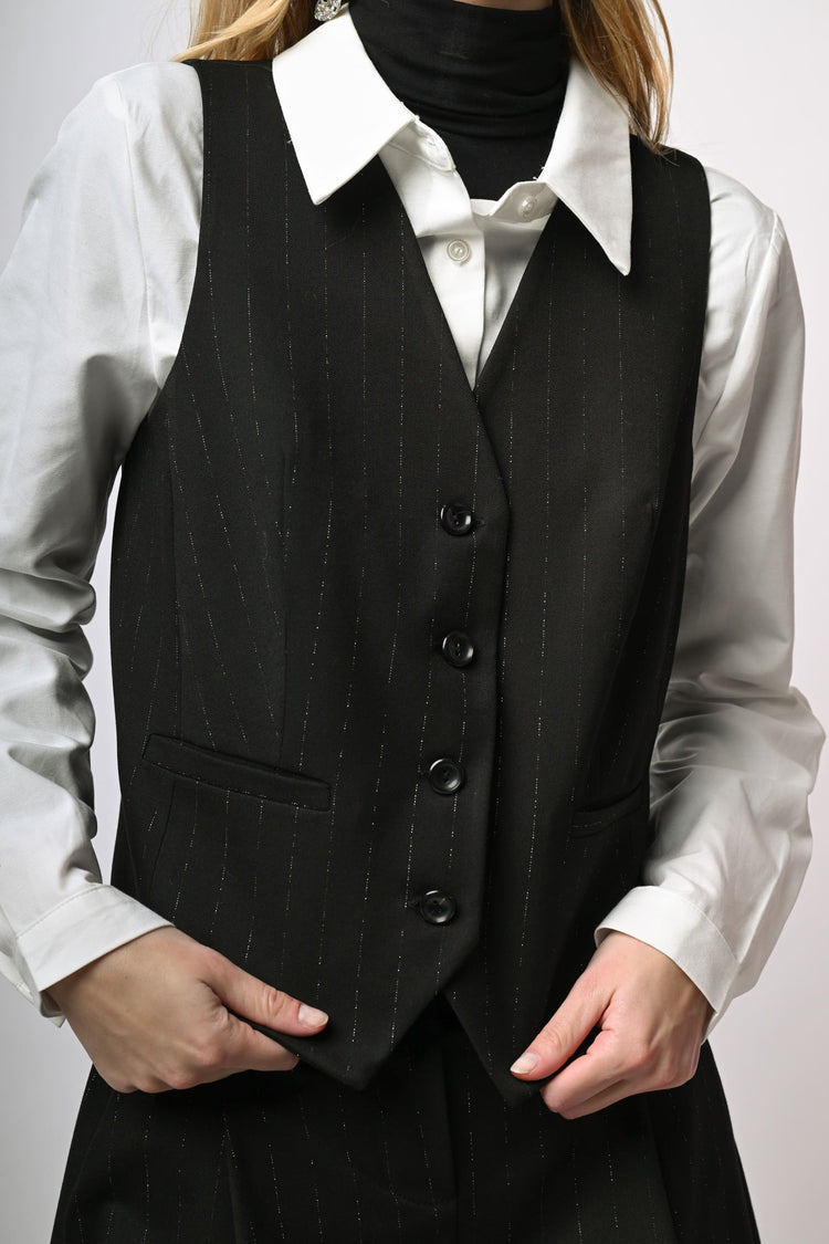 Gilet a stampa gessata lurex