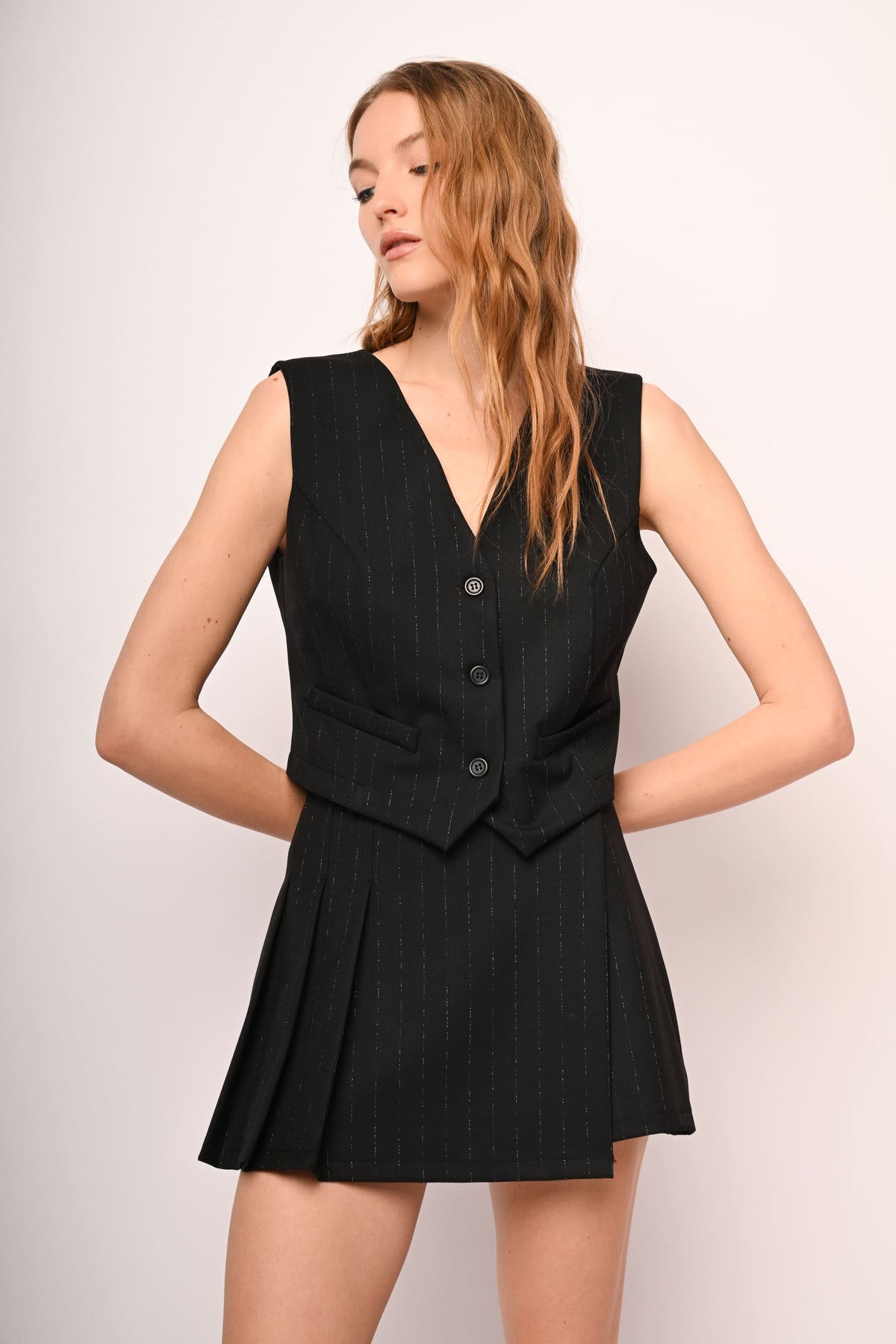 Gilet in gessato lurex
