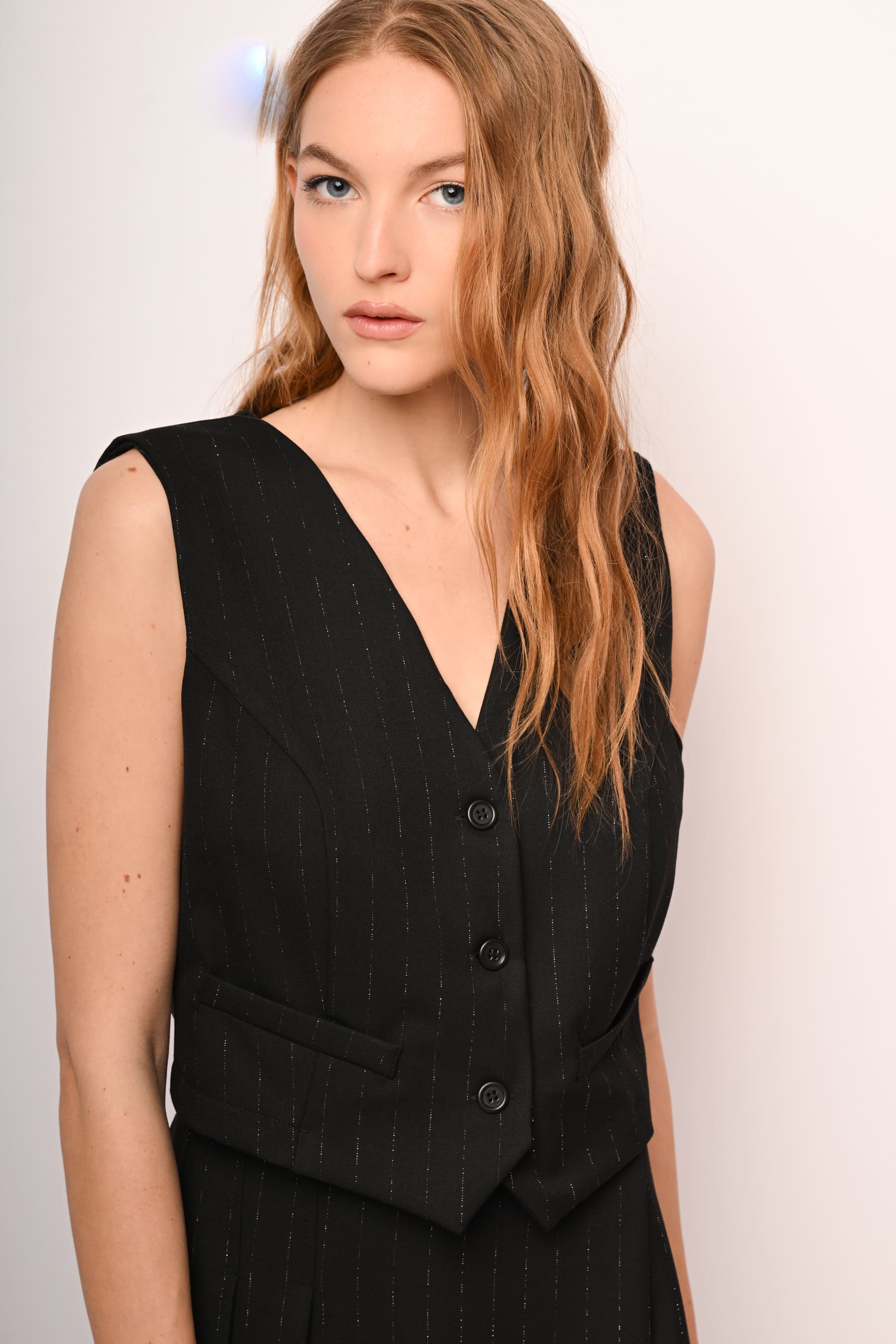 Gilet in gessato lurex