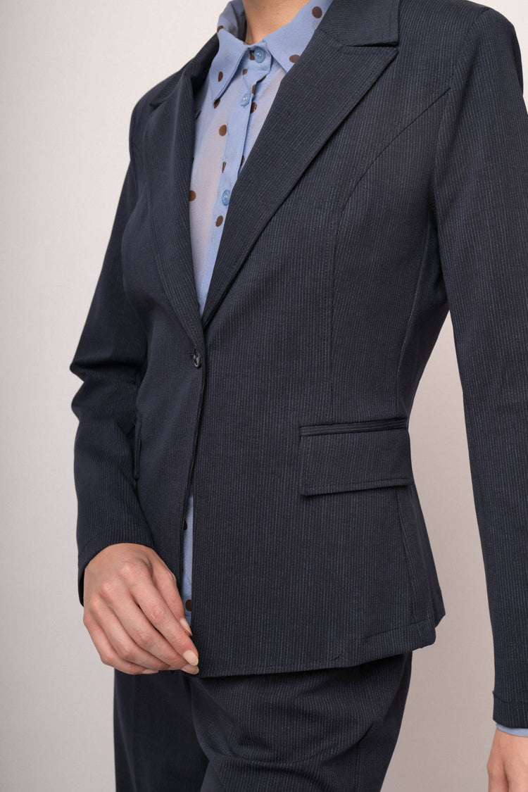 Blazer basic monopetto misto cotone blu