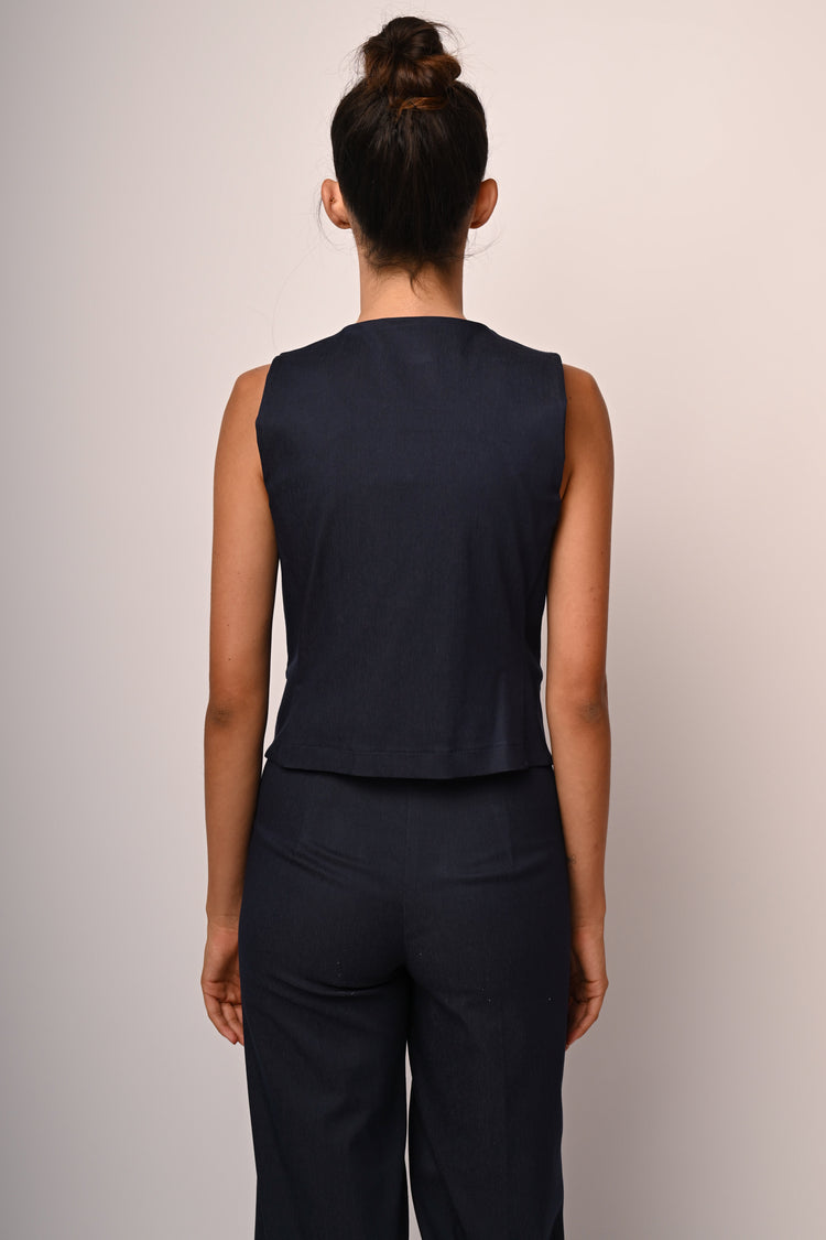 Gilet girocollo misto viscosa