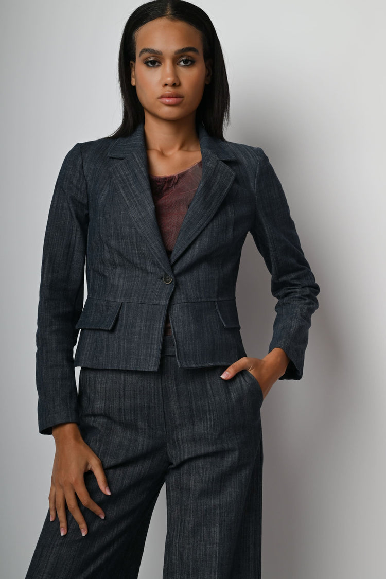Blazer monopetto misto cotone