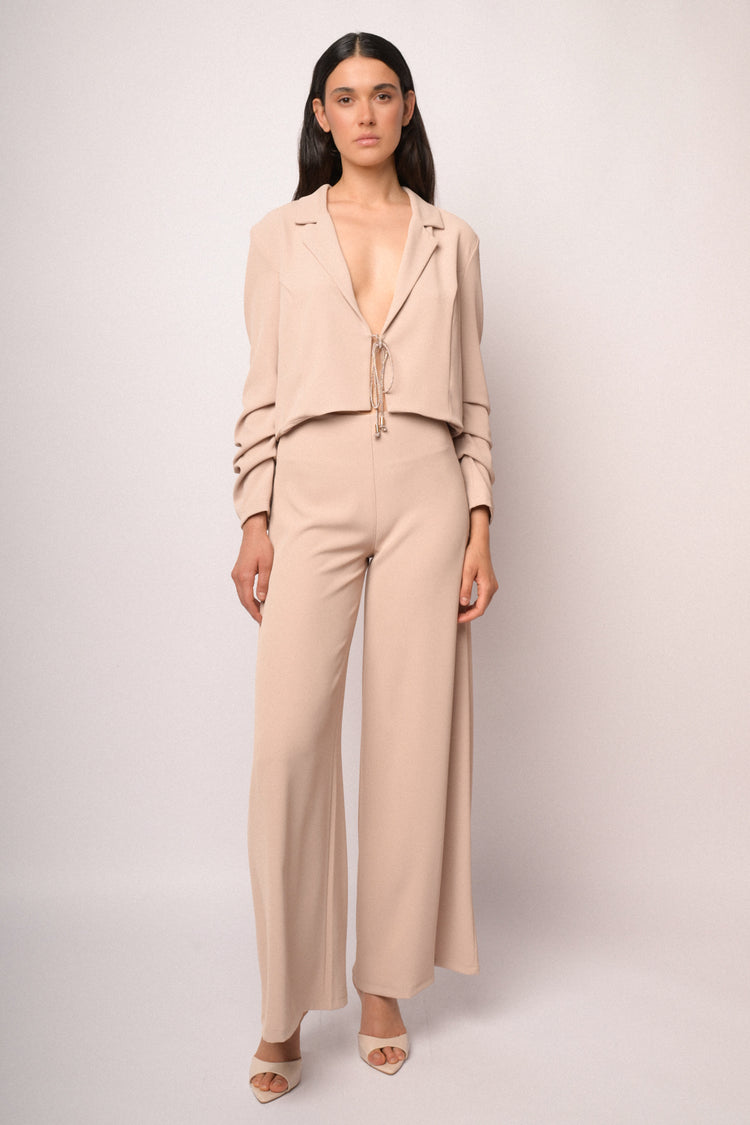 Pantaloni palazzo rosa cipria