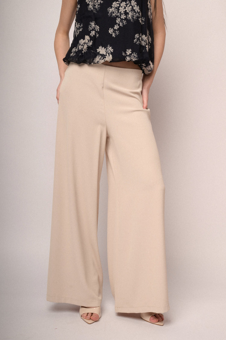 Pantaloni a gamba extra large beige