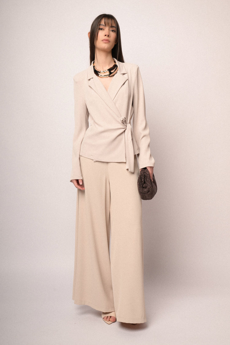 Pantaloni a gamba extra large beige