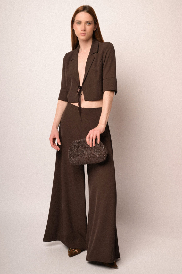 Pantaloni a gamba extra-large cioccolato