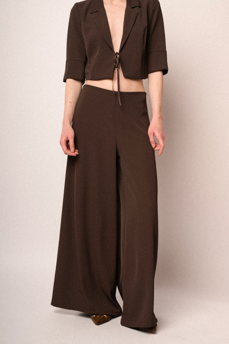 Pantaloni a gamba extra-large cioccolato