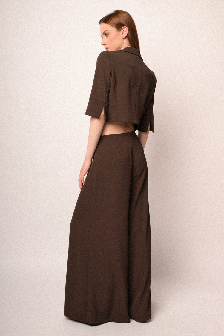 Pantaloni a gamba extra-large cioccolato