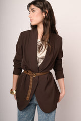 Blazer con maniche crop arricciate testa di moro