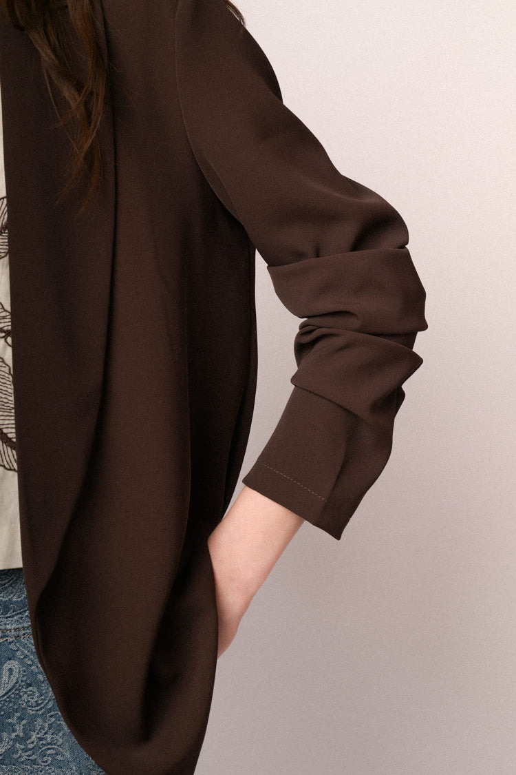 Blazer con maniche crop arricciate testa di moro