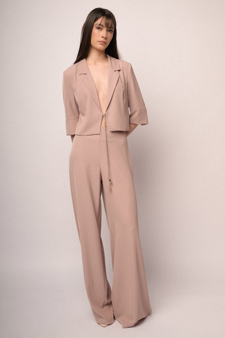 Pantaloni palazzo in jersey fluido rosa