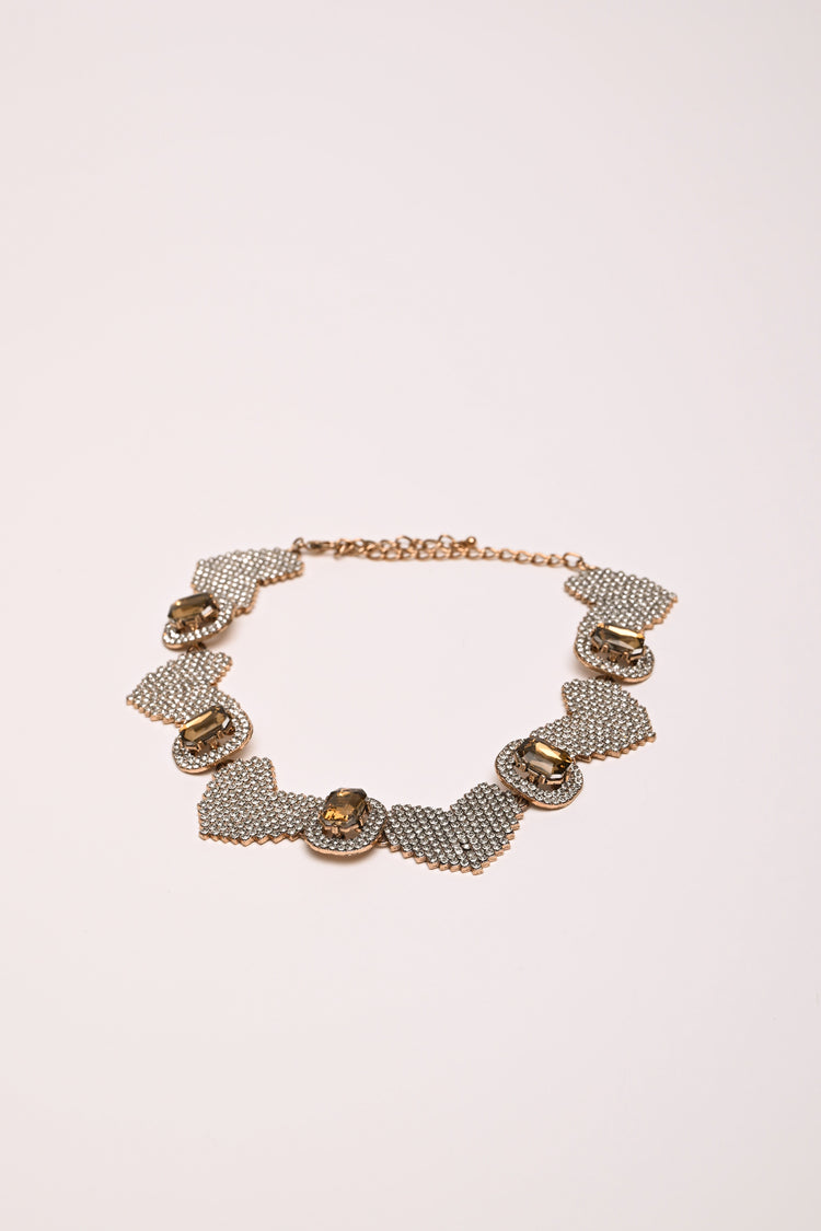 Collana con cuori, strass e cristalli