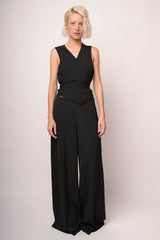 Pantaloni palazzo in tessuto stretch nero