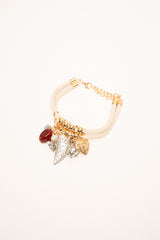 Bracciale beige con ciondoli multicolor