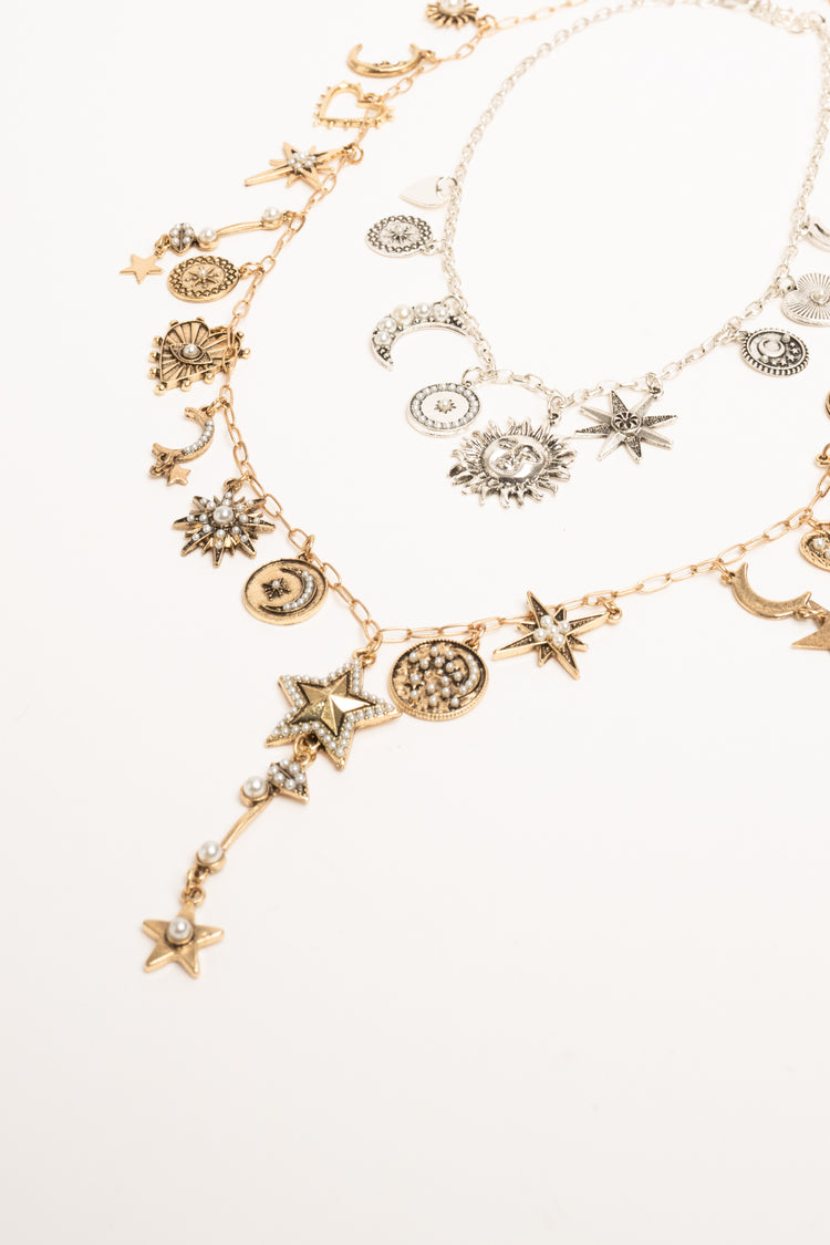Set di due collane oro e argento con Sole & Luna