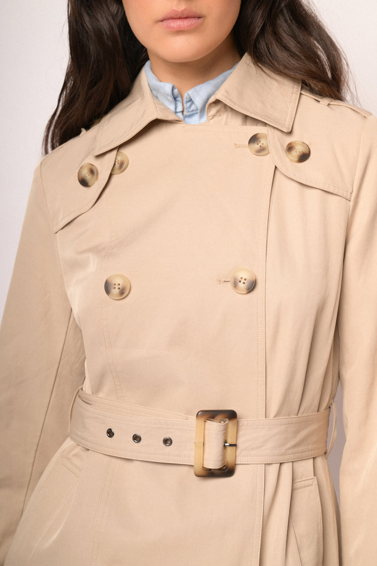 Trench lungo doppiopetto beige