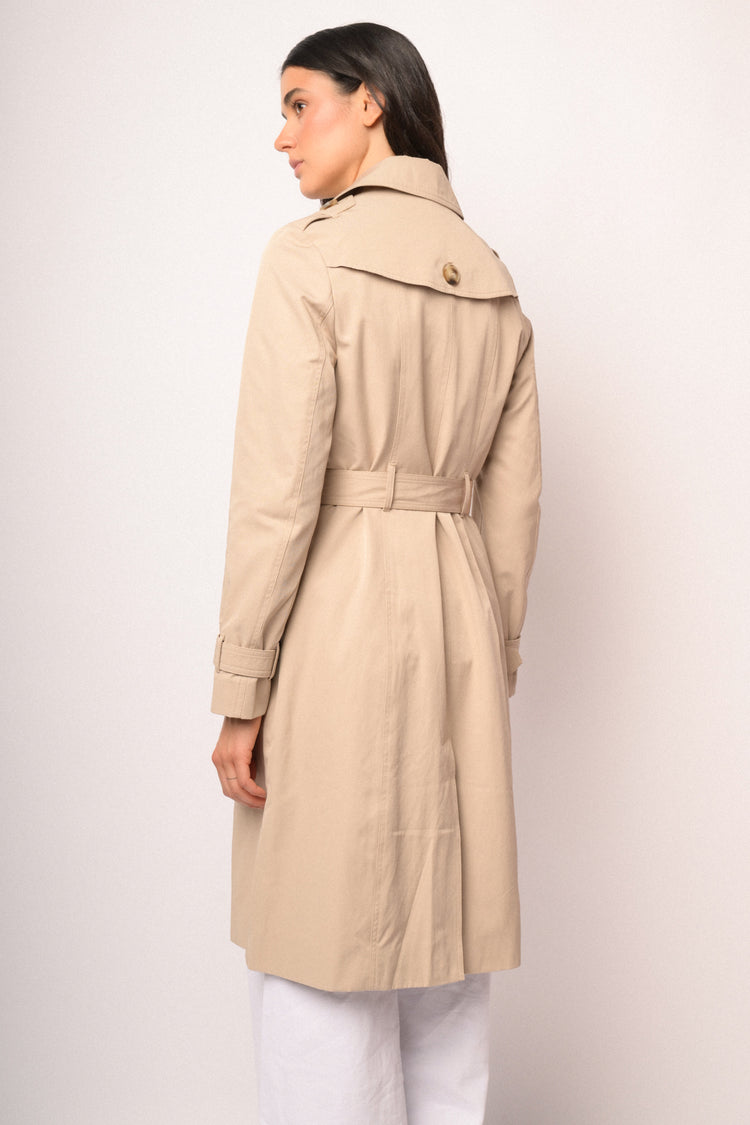 Trench lungo doppiopetto beige
