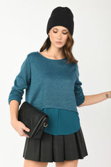 Blusa in maglia lurex e georgette