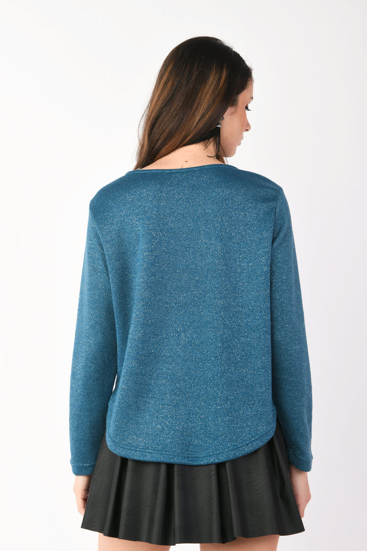 Blusa in maglia lurex e georgette