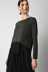 Blusa bi-materiale in lurex