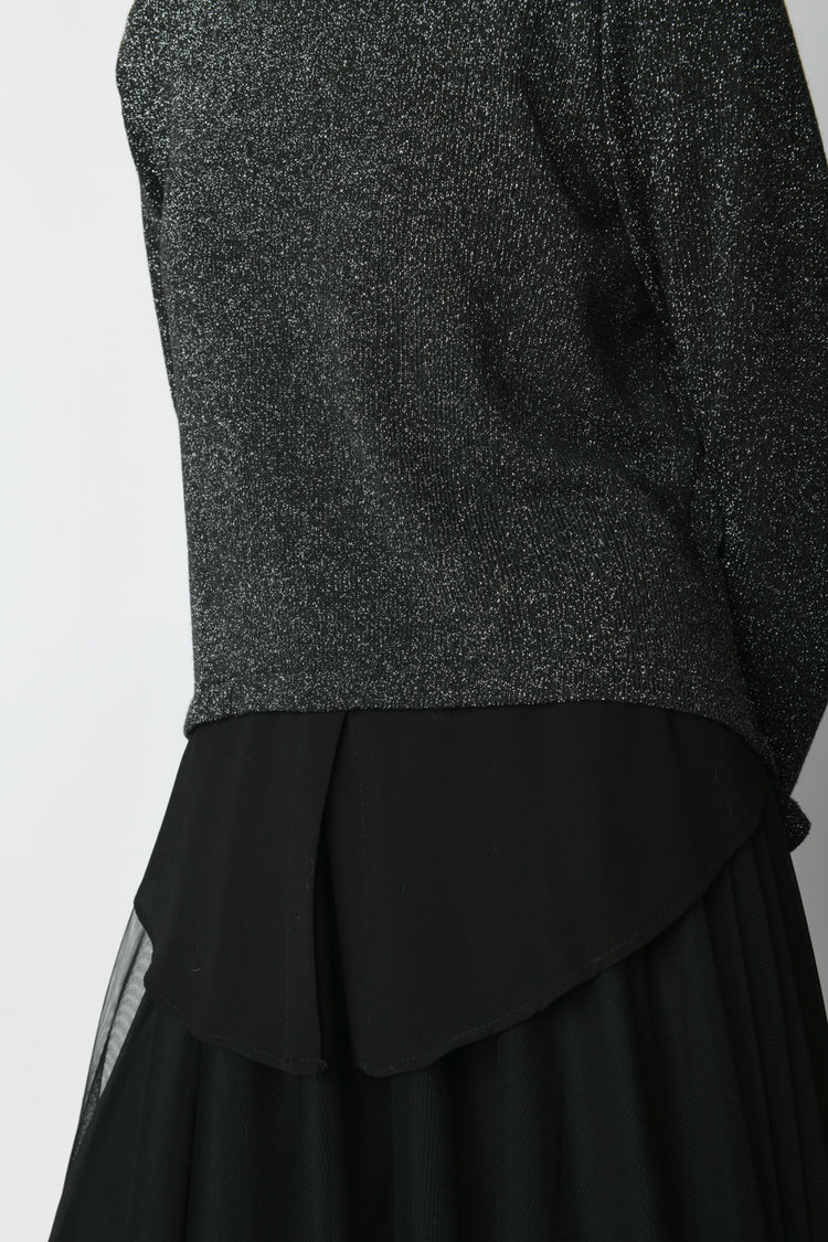 Blusa bi-materiale in lurex
