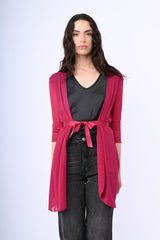 Cardigan in tulle con cintura