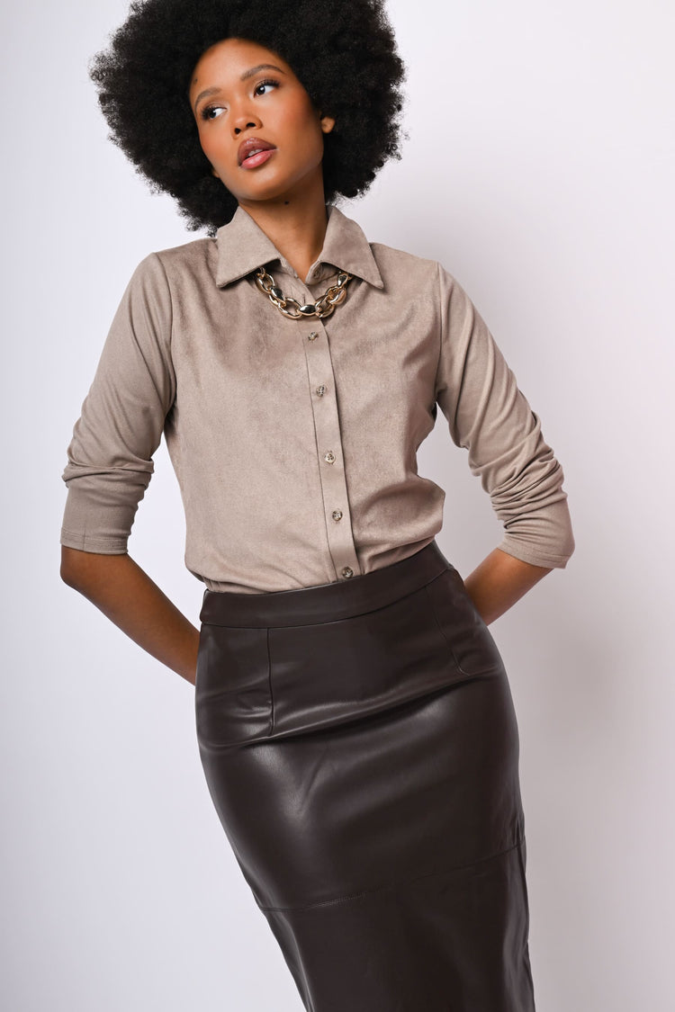 Camicia in faux suede