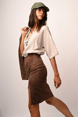 Gonna a tubino in faux suede