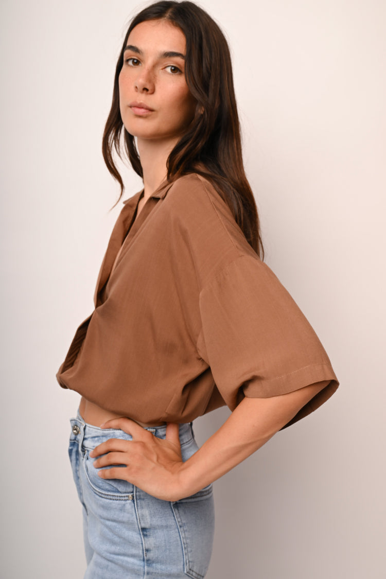 Camicia crop a palloncino