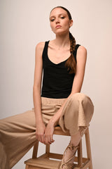 Pantaloni crop misto viscosa