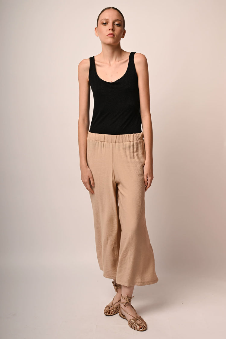 Pantaloni crop misto viscosa